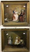 A pair of 19th Century paintings on glas