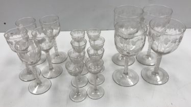 A set of circa 1920 grape and vine etche