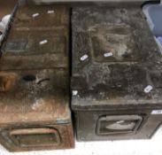 Two ammunition boxes containing various tooling and tools