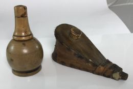 A 19th Century treenware and leather wig bellows stamped to base 