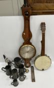 A 19th Century mahogany banjo barometer thermometer by C.