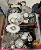 Two boxes of assorted china and glassware etc to include four T.G.