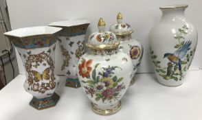 A pair of Dresden floral spray decorated