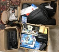 A collection of assorted camera equipmen