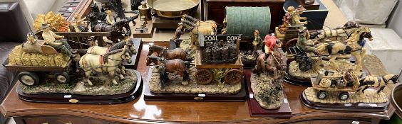 A Leonardo Collection horse and cart fig