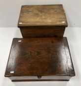 A late 19th Century elm rectangular lidd