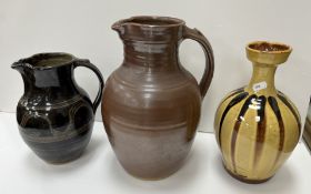 A Ray Finch pottery lamp base of vase fo