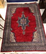 A Bokhara type rug, the central panel se