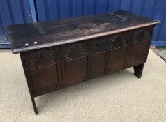 An 18th Century oak coffer, the two plan