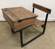 A vintage iron framed beech child's scho