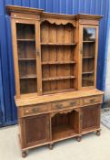 A late Victorian oak and pine dresser, t