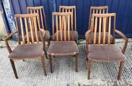 A set of six 1970s G Plan teak slat back