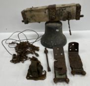 An unnamed bronze bell with wood and iro