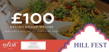 £100 voucher for Relish Online £100 voucher to spend on Relish Online food in Cirencester.