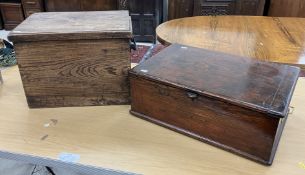 A late 19th Century elm rectangular lidd