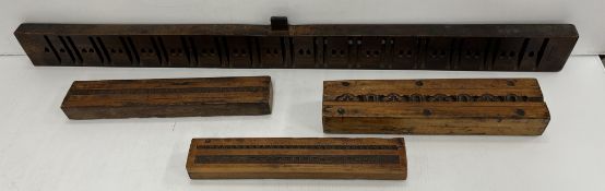 A set of three carved treenware frieze/f