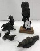 Four various cold cast bronze figures of