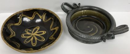 A Walter Keeler oval salt glazed dish wi