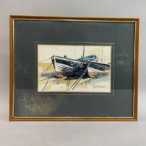 Fred Williams (British 1930-1986); Two Boats Staithes, sketch and watercolour, signed and dated