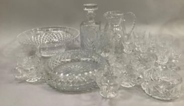 A collection of cut glass to include, a suite of six etched punch cups, twelve wines with