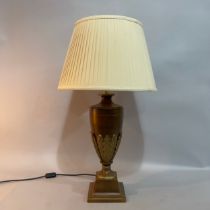 A Luis Collection bronzed and gilt coloured ceramic table lamp of urn shape with moulded leaf