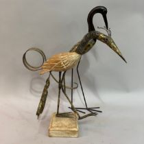 Two metal and driftwood bird sculptures, 59cm high