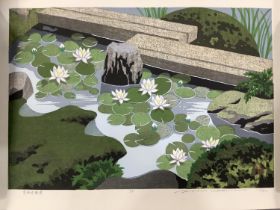 Masao Ido, Japanese (1945-2016), Waterlily, Tofuku-ji Temple, woodcut in colour, no.115/200, signed