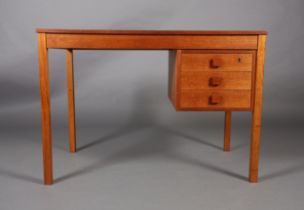 Domino Mobler, Denmark, A teak desk having three drawers to the right, square knob handles, on