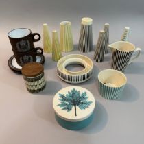 Hornsea pottery 'Summit' ware including yellow salt, pepper and sugar castor (no lid), black salt