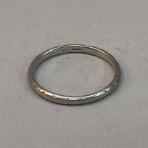 A wedding ring in platinum Circa 1950 approximate weight 2g