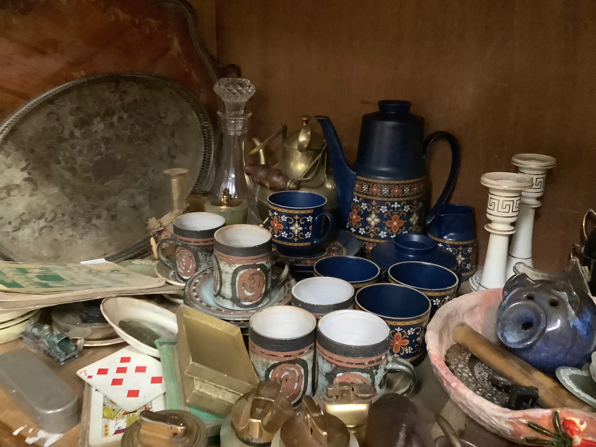 West German coffee set comprising four cups and saucers, coffee pot etc stoneware coffee service, - Bild 3 aus 3