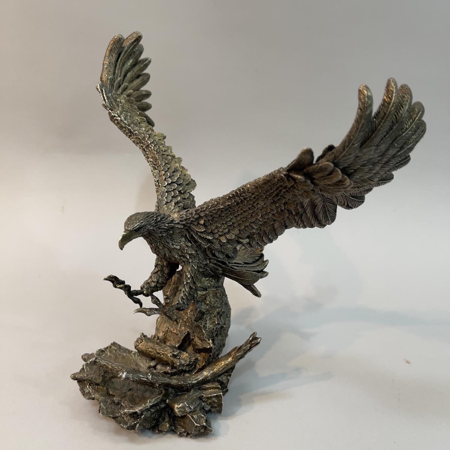 A filled white metal (tests as silver) model of a Bald Eagle by Country Artists, 'Monarch of the