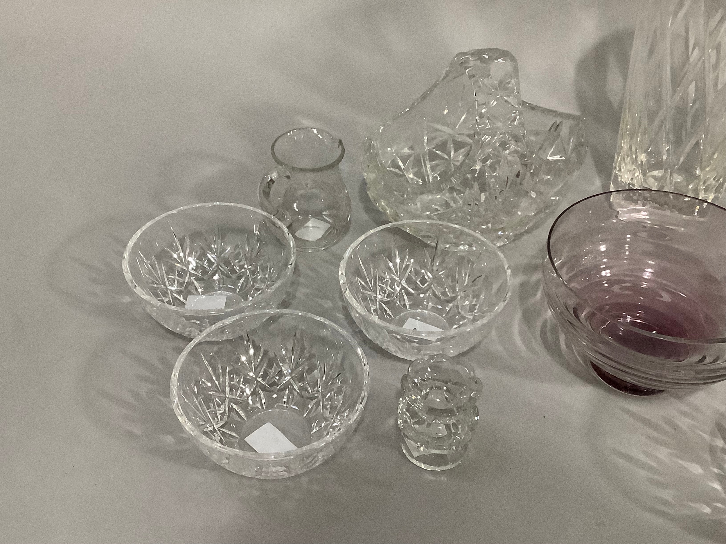 A Caithness amethyst glass bowl on foot,cut glass vases, trifle bowls, and other glassware - Bild 2 aus 3