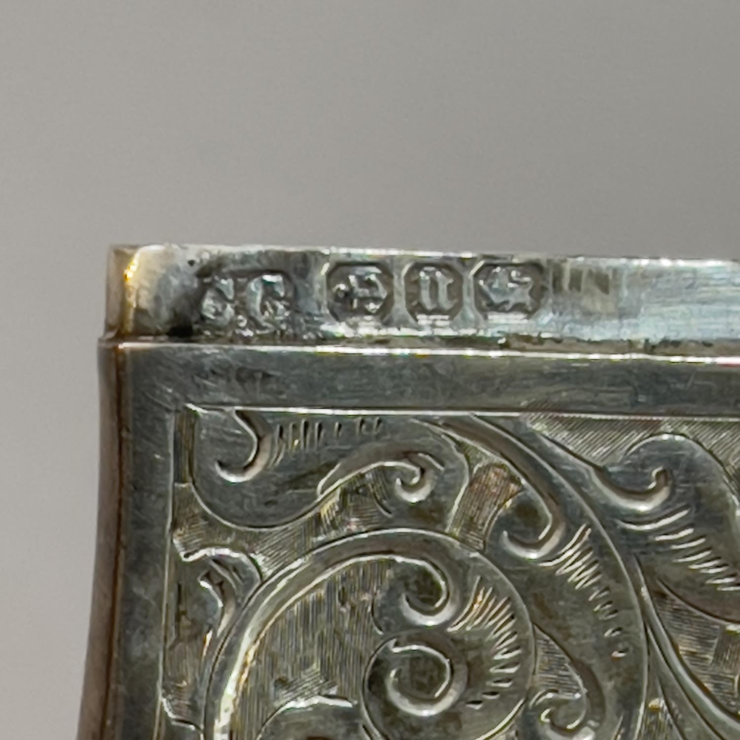 A Victorian silver card case, Birmingham 1894, Colen Hewer, Cheshire, foliate scroll engraved with - Image 3 of 3