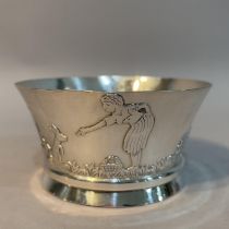 A George V silver bowl by Z. Barraclough and Sons, Silversmiths, Leeds, of circular outline and
