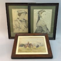 British cavalary on the edge of a skirmish, watercolour, signed S Howard to lower right, 24cm x 35cm