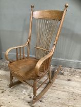 An American bentwood rocking chair with spindle back c. 1900