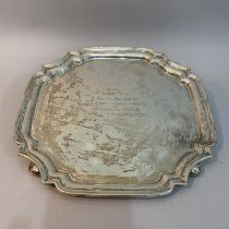 A George VI silver tray, Sheffield 1949 for Walker & Hall, octagonal outline with four bracketed