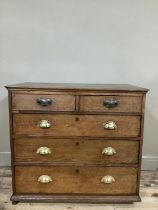 A 19th century oak chest of two short above three long drawers, 94cm wide