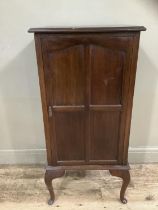A Victorian mahogany cupboard the interior fitted with shelving on cabriole legs, 53cm wide