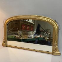 A gilt over mantel mirror with c scrolls 93cm wide