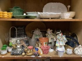 Several planters, a Canton tureen and stand, a resin wall sconce, glassware etc