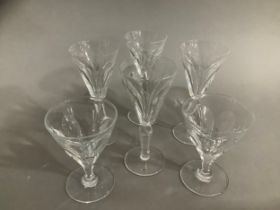 Four Waterford Sheila claret glasses and two Webb cordial glasses