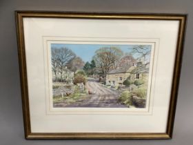 George Griff Griffiths (1939-2017) Thorpe, Dales cottages, watercolour signed to lower left, 18cm
