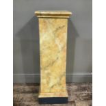 A pedestal of square tapered form with marble paint effect, 93cm high