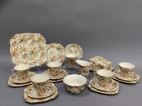 A Royal Winton Grimwades Sweet Nancy pattern tea service, comprising six cups and saucers, six tea