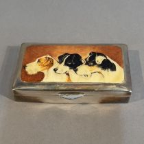 A MID 20TH CENTURY ENAMELLED EGYPTIAN SILVER BOX c1940, rectangular, the enamelled cover painted