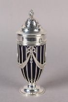 A GEORGE V SILVER SUGAR CASTOR, London 1912 for Haseler Brothers, the domed cover with writhen