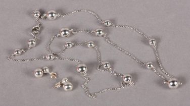 GEORG JENSEN MOONLIGHT GRAPES SUITE OF SILVER NECK CHAIN AND EAR STUDS in belcher links and