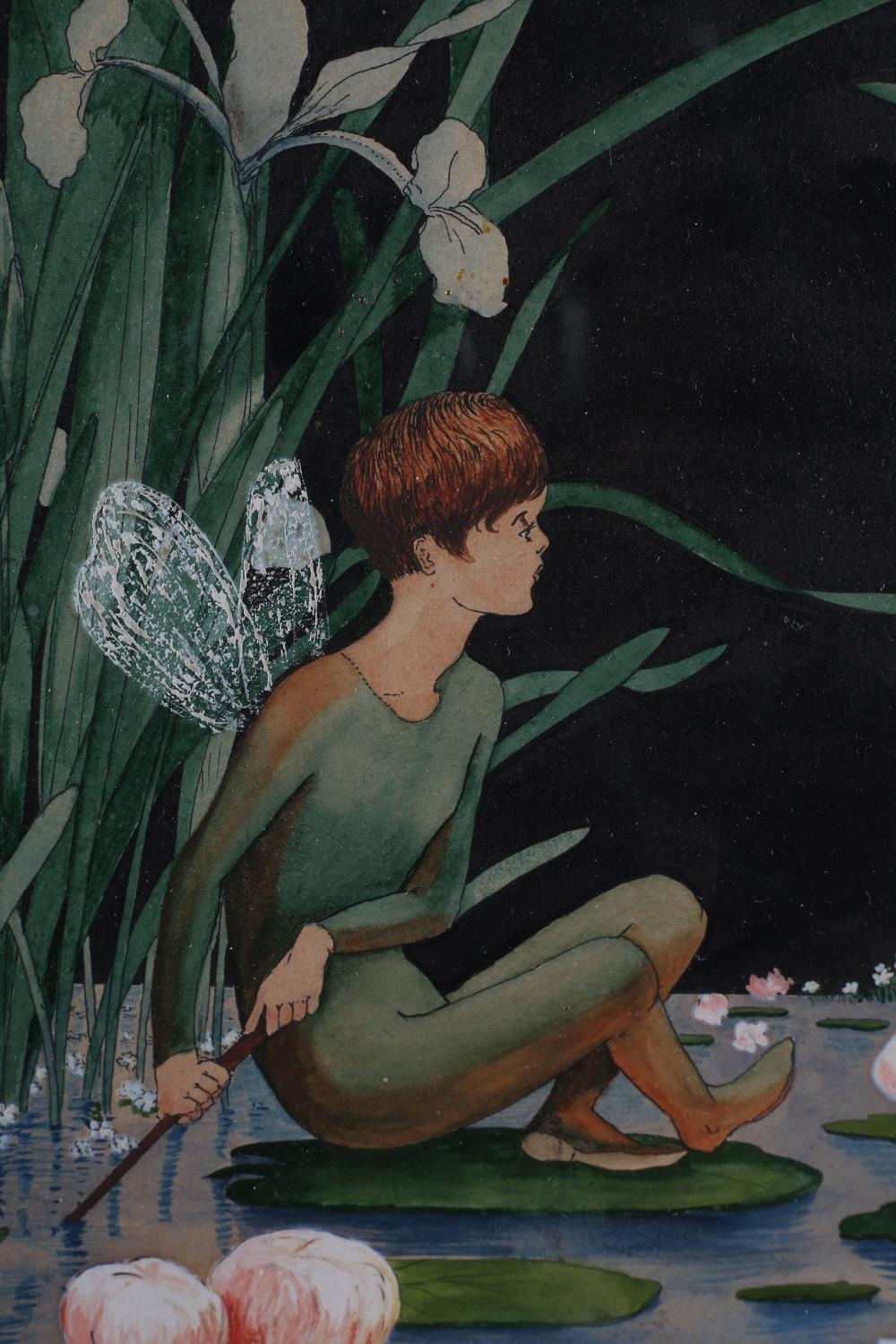 EDYTHE BOWYER (19th/20th century), Fairyfolk amongst Iris, watercolour and gouache, signed and dated - Image 4 of 6